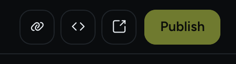The Copy link, Embed and Open form buttons next to Publish